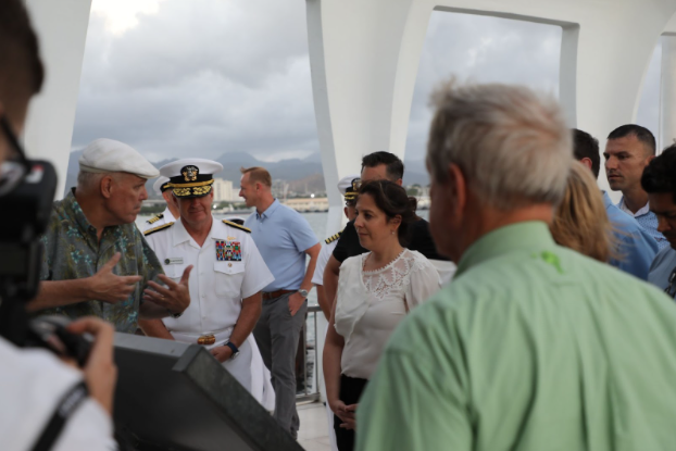 Photo of the delegation receiving a tour of the USS Arizona Memorial